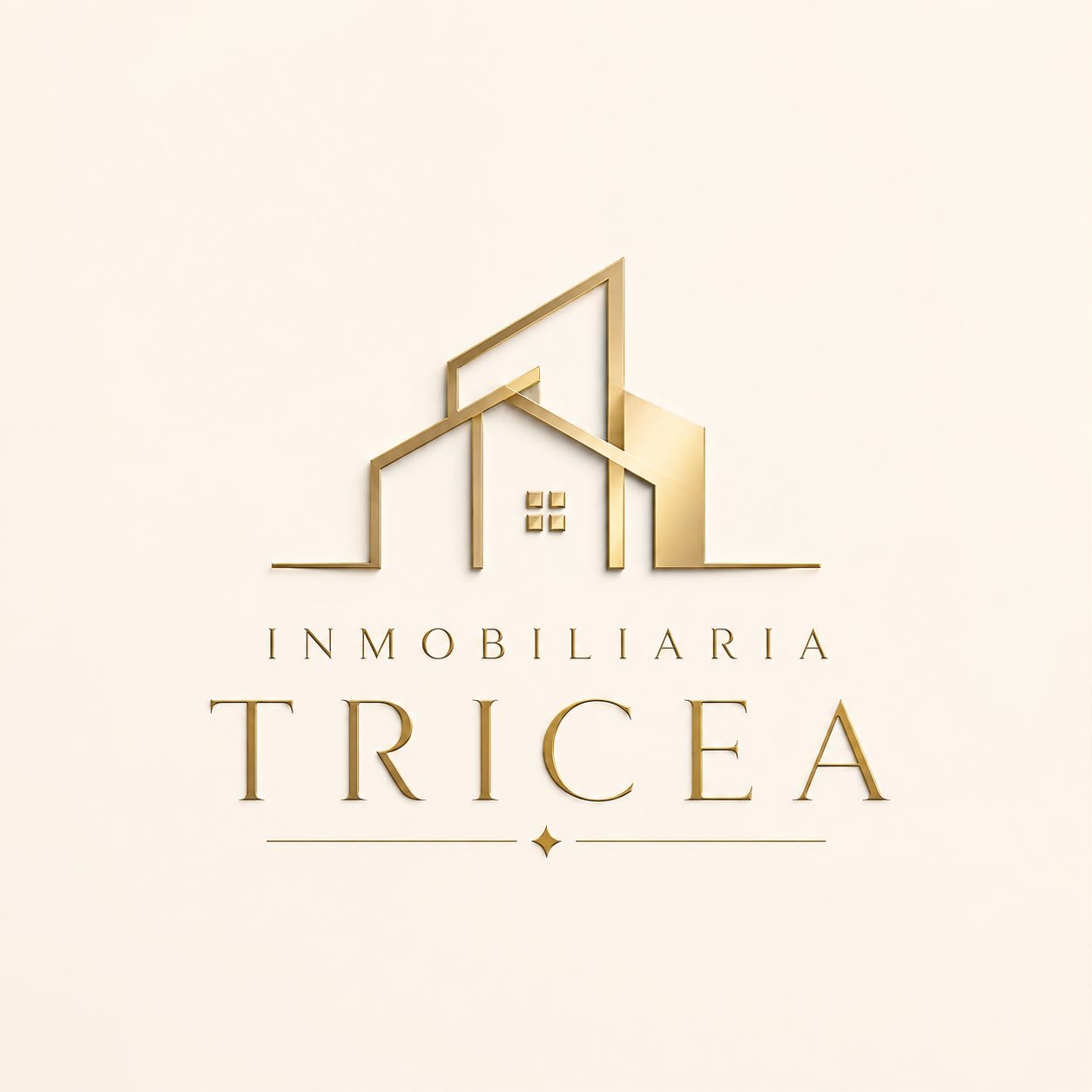 Logo de Inmobiliaria Tricea: arquitectura dorada sobre fondo crema